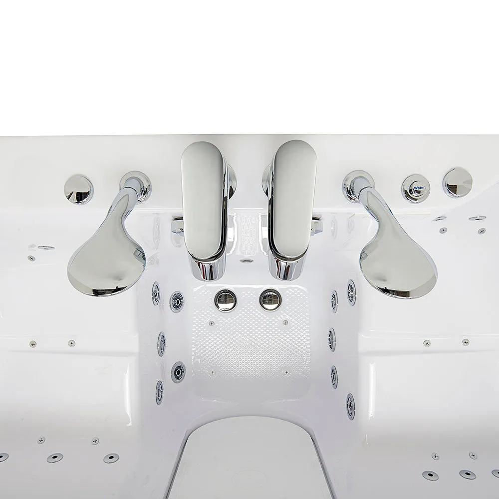 Ella Big4Two 36"x80" Hydro   Air Massage w/ Independent Foot Massage Acrylic Two Seat Walk-In-Bathtub, Right Outswing Door, Heated Seats, 2x2 Piece Fast Fill Faucet, 2" Dual Drain
