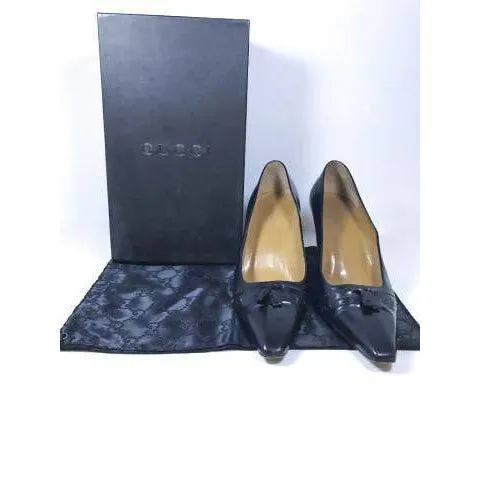 GUCCI Navy Blue Leather Heels | US 7 - EU 37