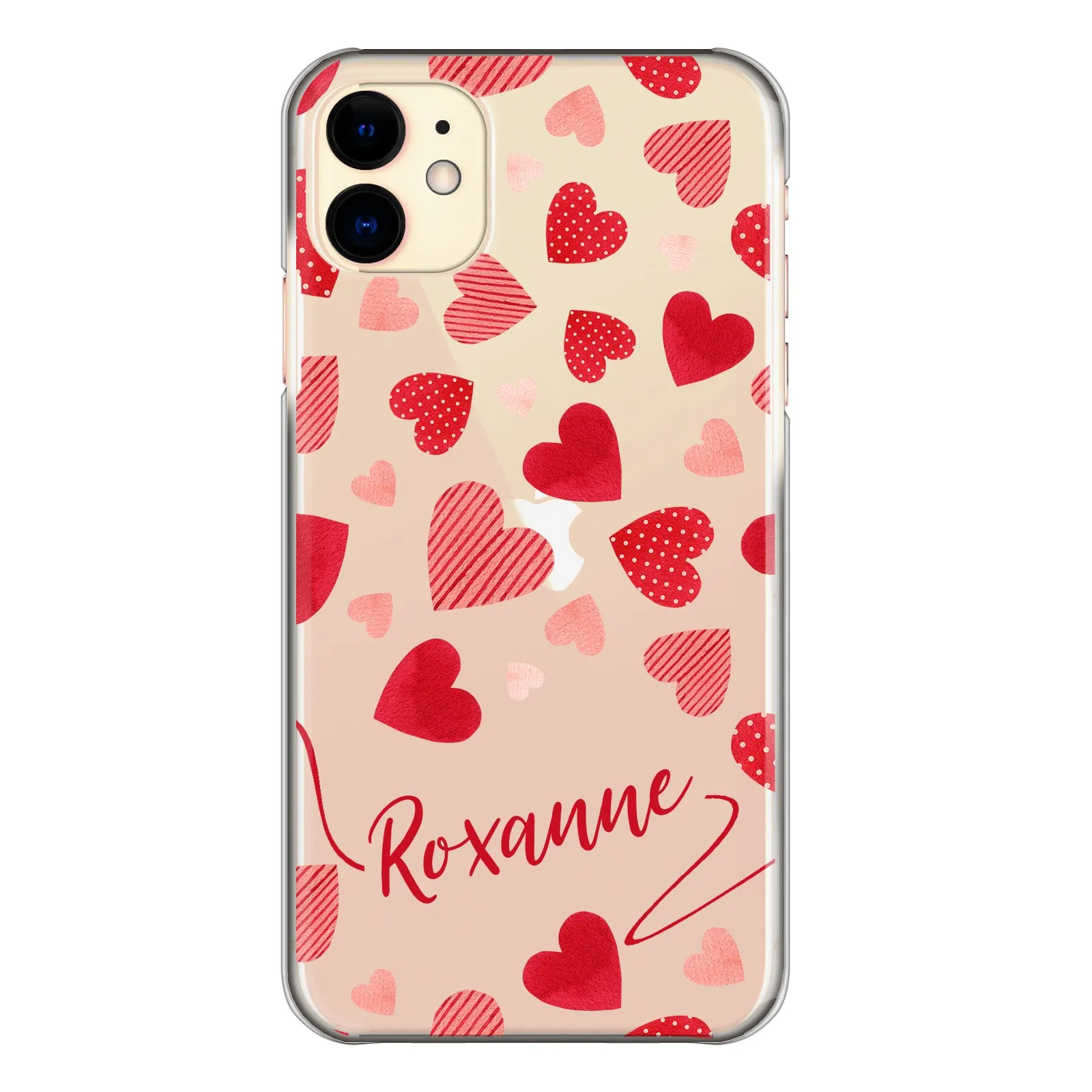 Personalised LG Phone Hard Case with Polka Dot/Striped Hearts and Stylish Text