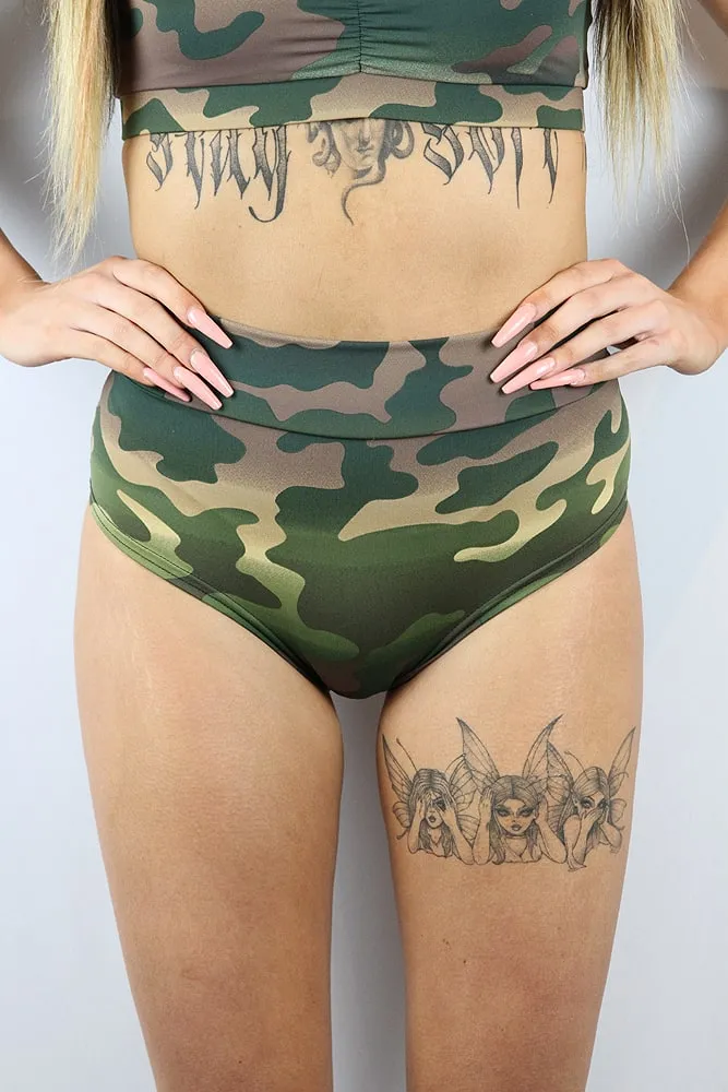 Rarr Mid Waisted Brazil Scrunchie Bum Shorts - Rainbow
