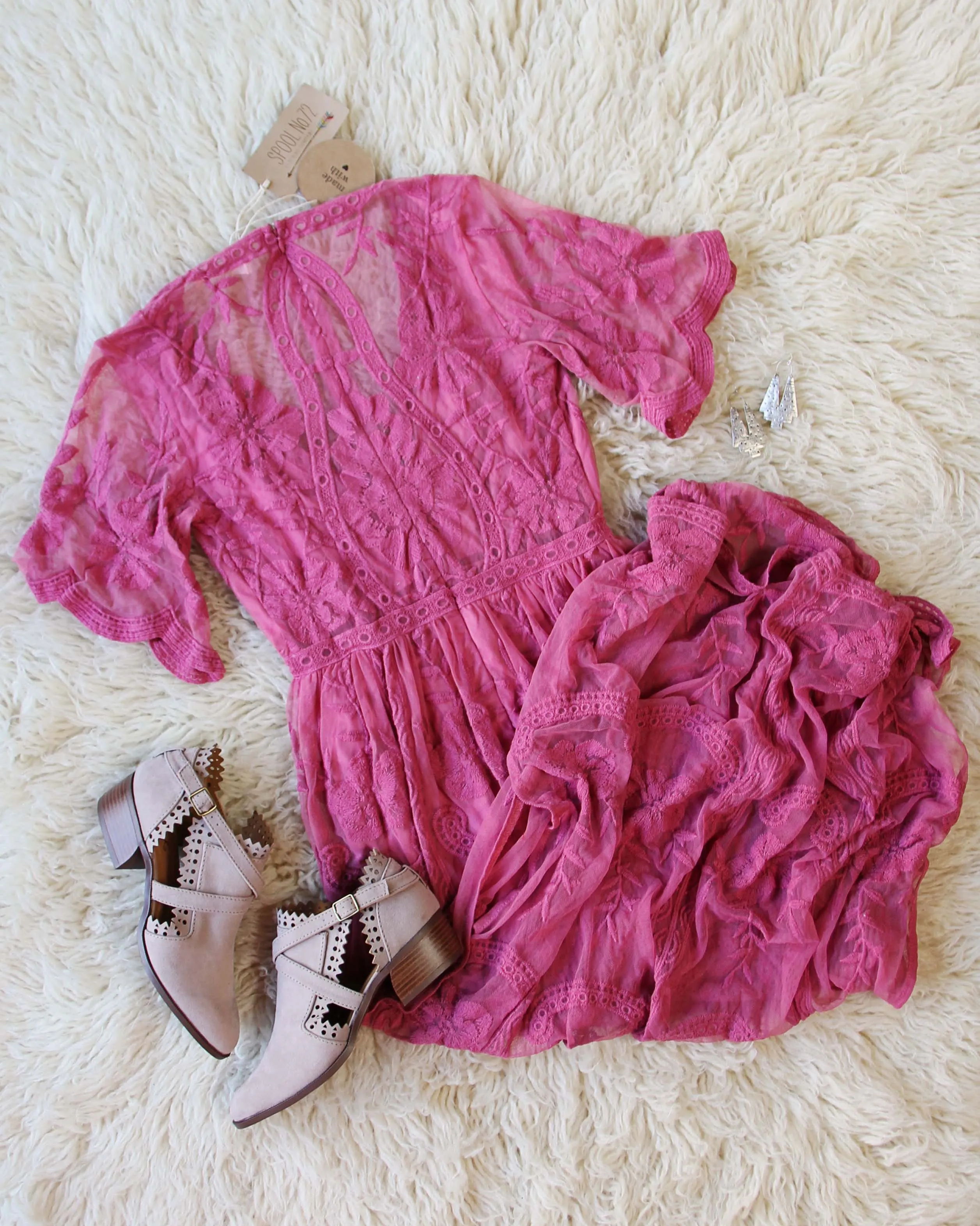 Tainted Rose Lace Maxi Dress in Dusty Rose