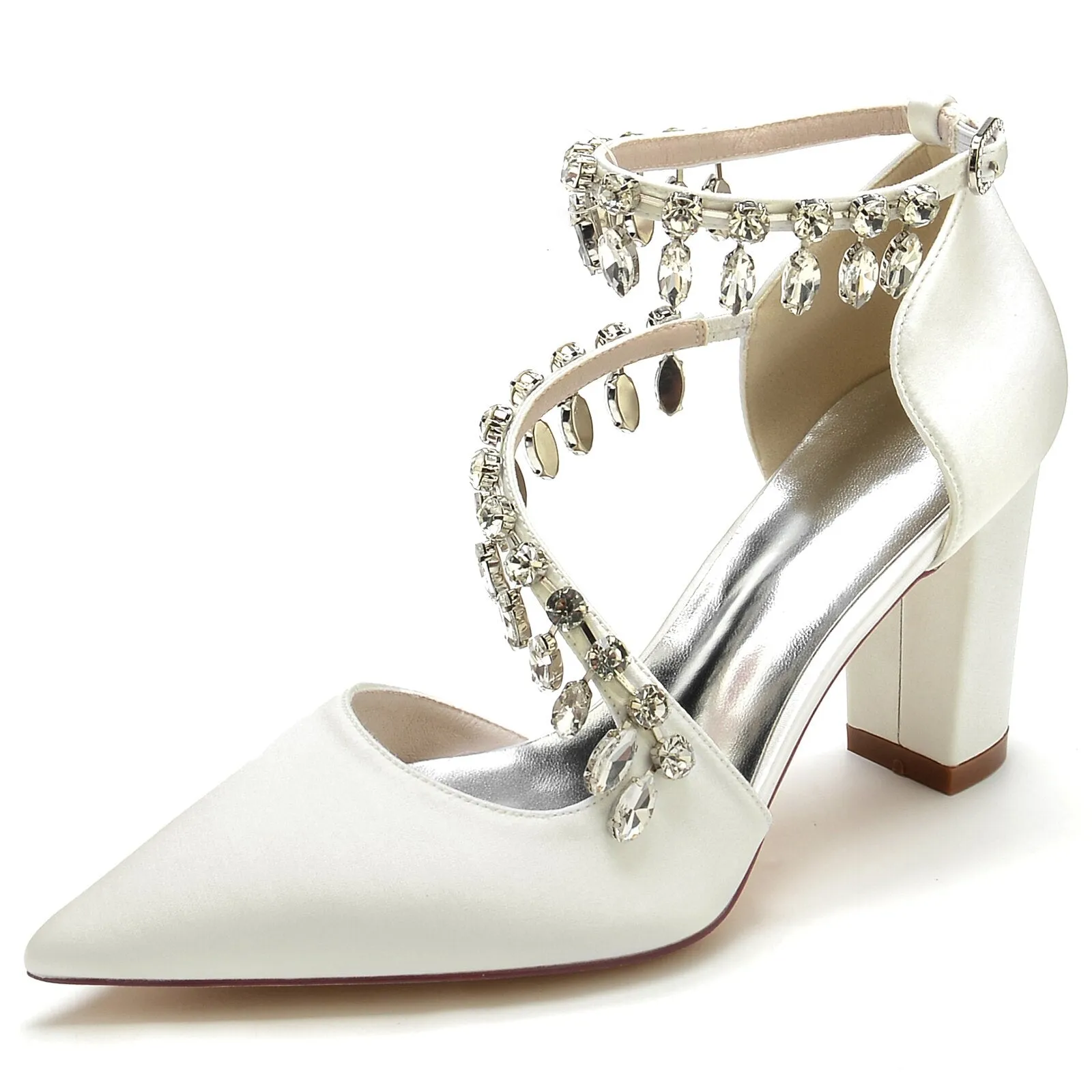 Twisted Strap Crystal Tassel Bridal Wedding Party Prom Pumps